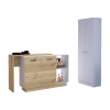 Edgemont 4-Door 2-piece Kitchen Set, Kitchen Island and Pantry Cabinet White and Light Oak