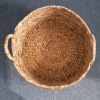 Round Water Hyacinth Seagrass Woven Basket with Handles - 15" x 15" x 15" - Natural Brown - For Clothes, Towels, Canvas, Toys and Magazine Storage and