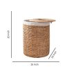 Ludmilla Round Tall Water Hyacinth Woven Wicker Laundry Hamper with Lid - For Clothes, Canvas, Toys and Book Storage with Removable Liner - 15" x 15"