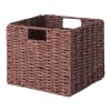 Tessa 2-Pc Woven Rope Basket Set; Foldable; Walnut