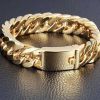 Curb Chain Bracelet Hip Hop Luxury Designer Stainless Steel Bracelet Bracelet for Men Gold Plated Jewelry Pulsera Hombre