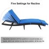 193*68*33cm S Shape Iron Frame Black Embossed Blue Cushion Woven Rattan Bed