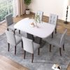 Dining Table Set for 6, 7 Piece Kitchen Table Chairs Set, 1.8" Thickness Tabletop and V-shaped Table Legs, Modern Dining Room Set with 63 inch Dinner