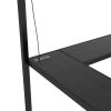 Full Size Loft Bed with L-shaped Desk and USB, Metal Loft Bed with Wardrobe and Adjustable Shelf, High Loft Bed with LED for Kids Teens Adults, Black