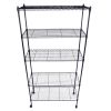 5-Layer Plastic Coated Iron Shelf with 1.5" Nylon Wheels 165*90*35 Black