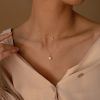 Tewiky Diamond Necklaces for Women, Dainty Gold Necklace 14k Gold Plated Long Lariat Necklace Simple Gold CZ Diamond Choker Necklaces for Women Trendy