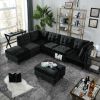 Ottoman for Modular Sectional,Black Velvet (25.5"x31.5"x19")