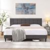 King Size Platform Bed Frame with Fabric Upholstered Headboard and Wooden Slats, No Box Spring Needed/Easy Assembly, Dark Grey