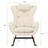 Rocking Chair Nursery, Teddy Upholstered Rocker Glider Chair with High Backrest, Adjustable Headrest & Pocket, Comfy Glider Chair for Nursery, Bedroom