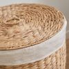 Ludmilla Round Tall Water Hyacinth Woven Wicker Laundry Hamper with Lid - For Clothes, Canvas, Toys and Book Storage with Removable Liner - 15" x 15"