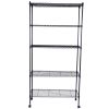 5-Layer Plastic Coated Iron Shelf with 1.5" Nylon Wheels 165*90*35 Black