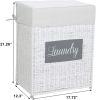 Laundry Hamper with Lid Laundry Basket with Handles Liner Bag Paper Woven Hampers for Laundry Clothes Storage Basket for Bedroom Bathroom (White)