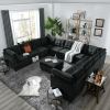 Ottoman for Modular Sectional,Black Velvet (25.5"x31.5"x19")