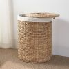 Ludmilla Round Tall Water Hyacinth Woven Wicker Laundry Hamper with Lid - For Clothes, Canvas, Toys and Book Storage with Removable Liner - 15" x 15"