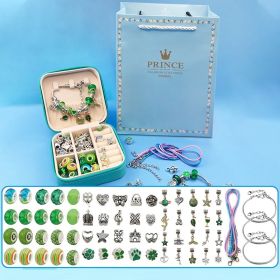 Children's Diy Handmade Beaded Bracelet Creative Jewelry Set Gift Box (style: Jewelry box green)