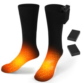 Unisex Electric Heated Socks Rechargeable Battery Heated Socks Winter Warm Thermal Socks (Color: Black)