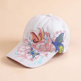 Korean version of the sequin embroidered baseball cap new butterfly embroidered duck tongue tide hat women's hat sunscreen sun hat (Color: Beige)