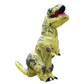 Adult Kids Mascot Inflatable Dinosaur Costumes Dino T-Rex Purim Halloween Party Costume For Carnival Cosplay Dress Suit (Color: Yellow, size: Adult size150-195cm)