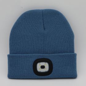 LED Knit Hat Button Cell Type Knitted Hat With Light Glowing (style: B, Color: Light blue)