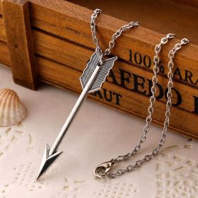 Unisex Long Necklace With Arrow Pendant (Color: Silver)