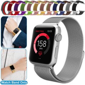 Magnetic Watch Band Replacement Milanese Bands Compatible For Apple Watch Bands 42mm Series 1 2 3 (Color: Silver)