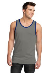 District Young Mens Cotton Ringer Tank DT1500 (Color: Grey/ Deep Royal, size: L)