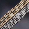 Mens Cuban Link Chain Watch Bracelet Necklace Choker Bling Jewelry for Men Big Plated  Gold Chains Hip Hop Men Watch Set