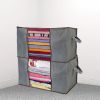 2Pcs Clothes Storage Bag 90L Large Capacity Foldable Closet Organizer w/ Thick Fabric Clear Window Dual-Zipper